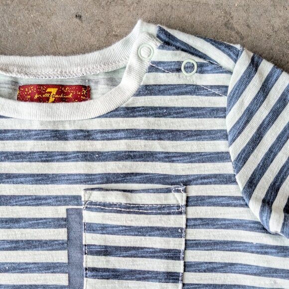 7 For All Mankind Blue Striped Short Sleeve Pocket Tee size 24M - Picture 2 of 6